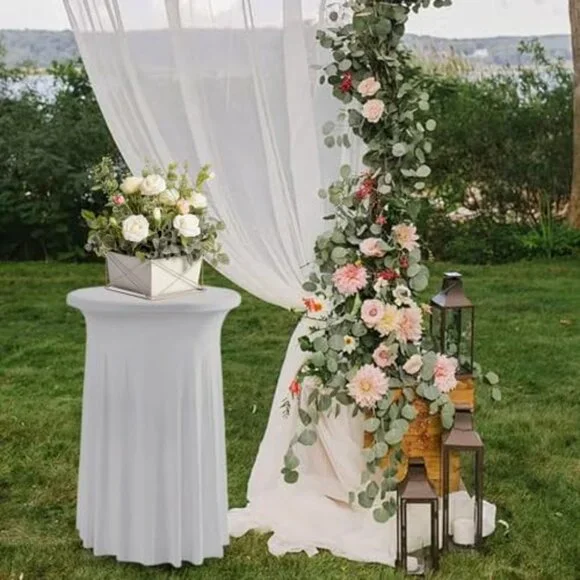 6 Pack Spandex Cocktail Table Skirts 31.5x43.3 Inches Wavy Drapes